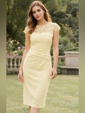Lipsy London Butter Yellow Lace Yoke Midi Dress Size 6 Cruel Intentions Wardrobe